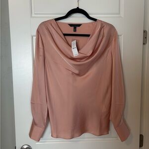 NWT WHBM Elegant Pink Cowl Neck Blouse